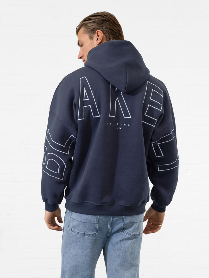 Embroidered Idris Oversized Hoodie - Vraie Marine