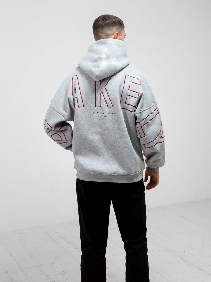 Embroidered Idris Oversized Hoodie - Red