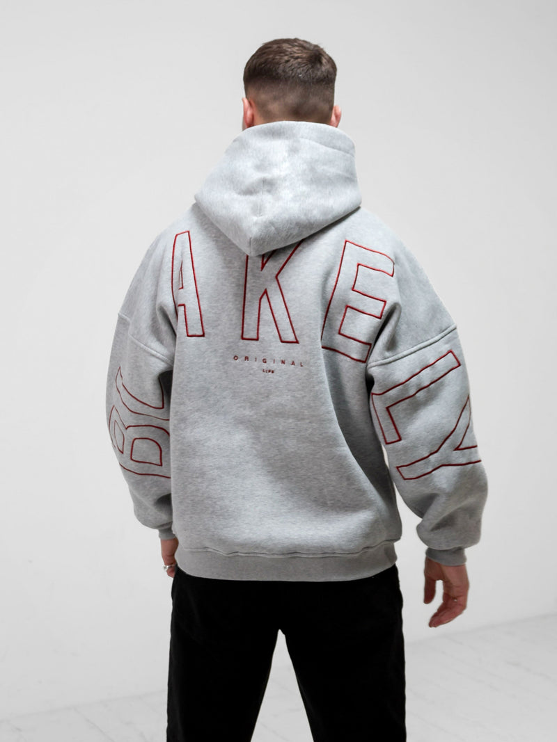 Embroidered Idris Oversized Hoodie - Red