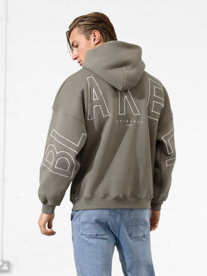 Embroidered Idris Oversized Hoodie - Vert Safari