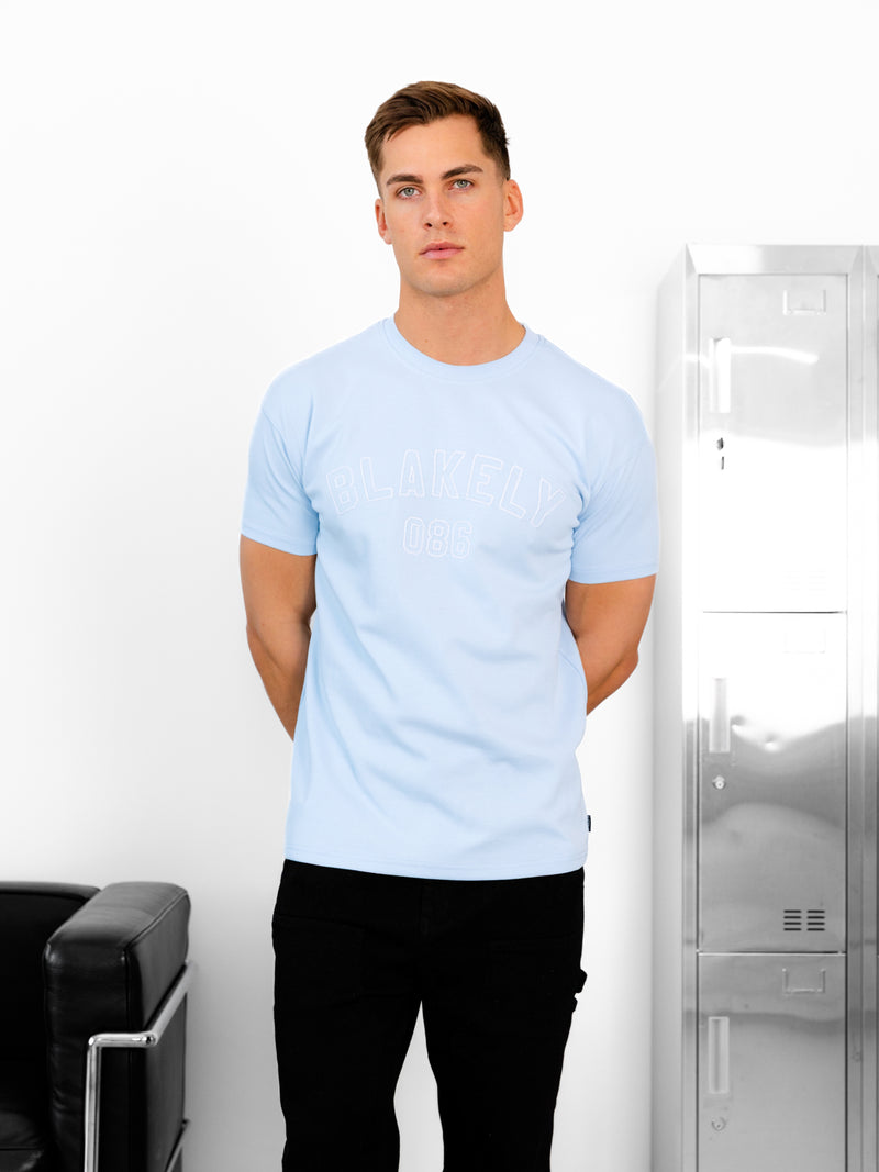 Miles Chain Stitch Relaxed T-Shirt - Powder Blue