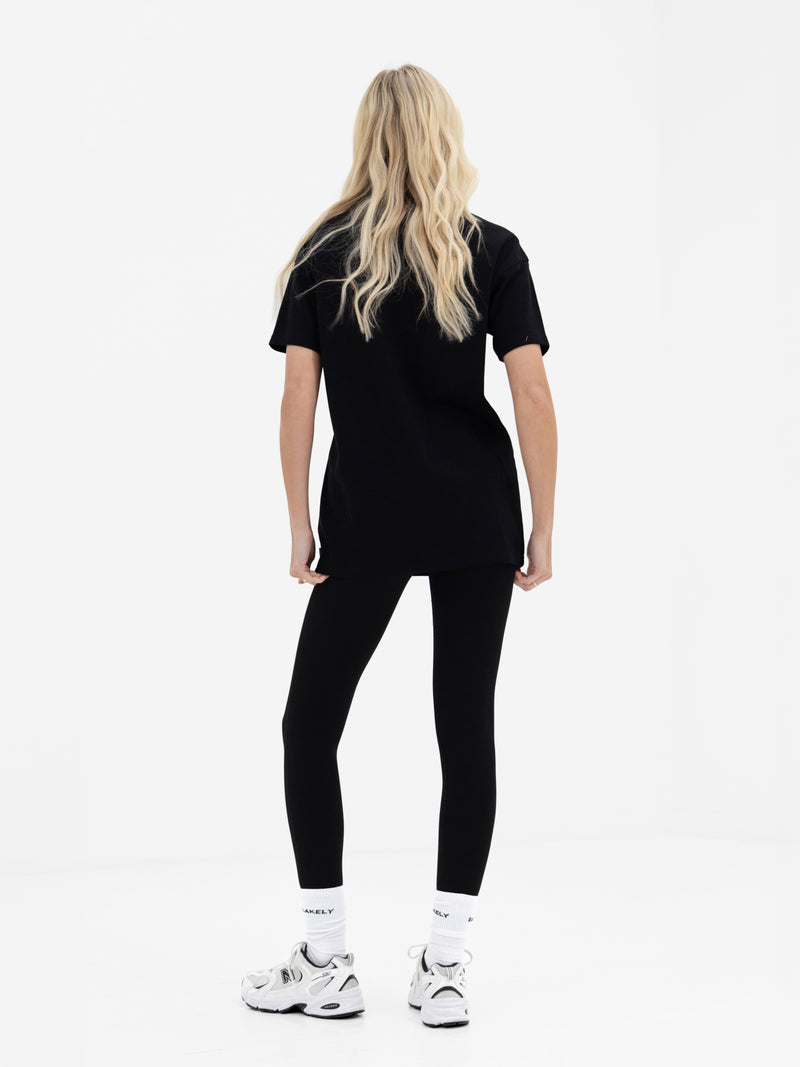 Alexis Chain Stitch Oversized T-Shirt - Black