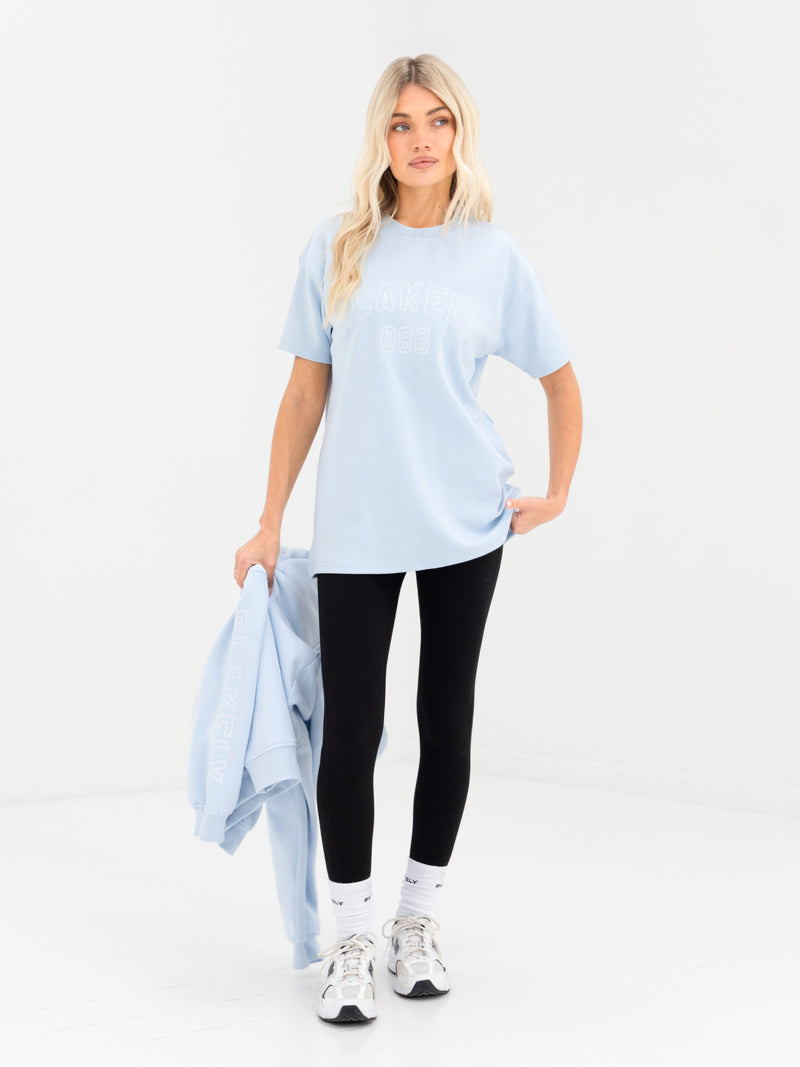 Alexis Chain Stitch Oversized T-Shirt - Powder Blue