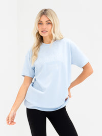 Alexis Chain Stitch Oversized T-Shirt - Powder Blue