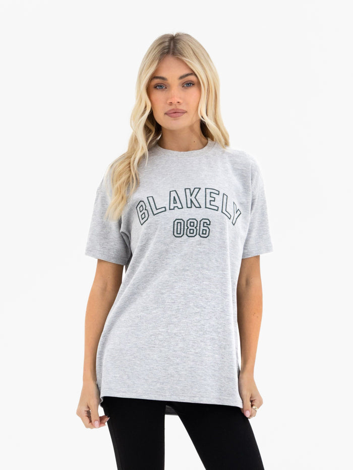 Alexis Chain Stitch Oversized T-Shirt - Mergelgrau