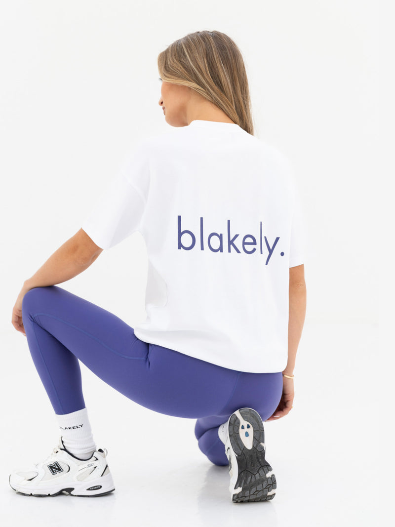 Thea Oversized T-Shirt - White & Bold Purple
