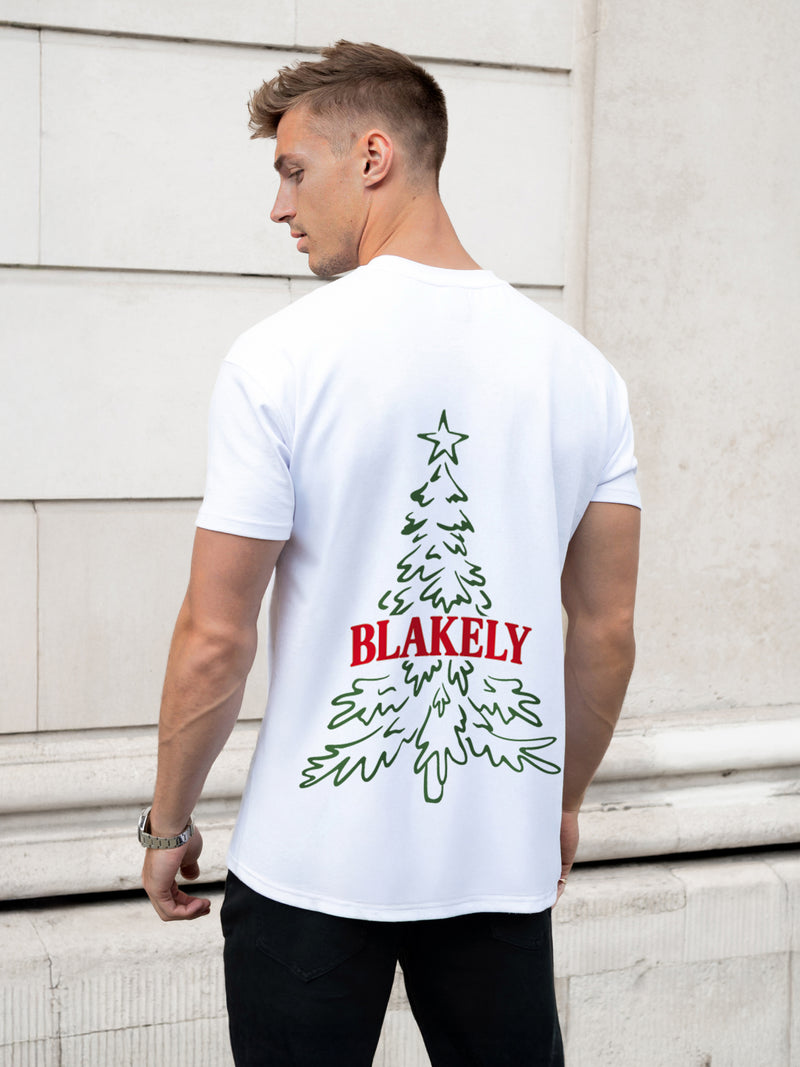 Christmas Print Relaxed T-Shirt - White