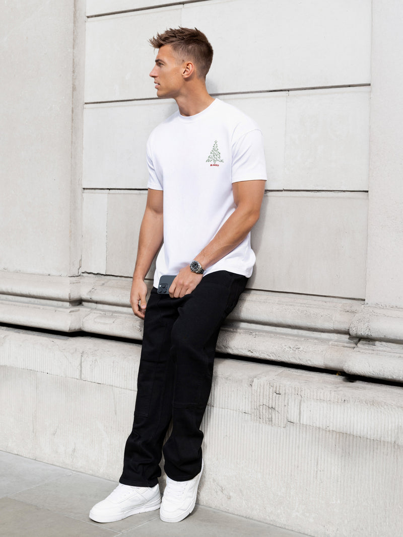Christmas Print Relaxed T-Shirt - White
