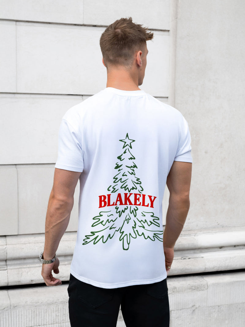 Christmas Print Relaxed T-Shirt - White