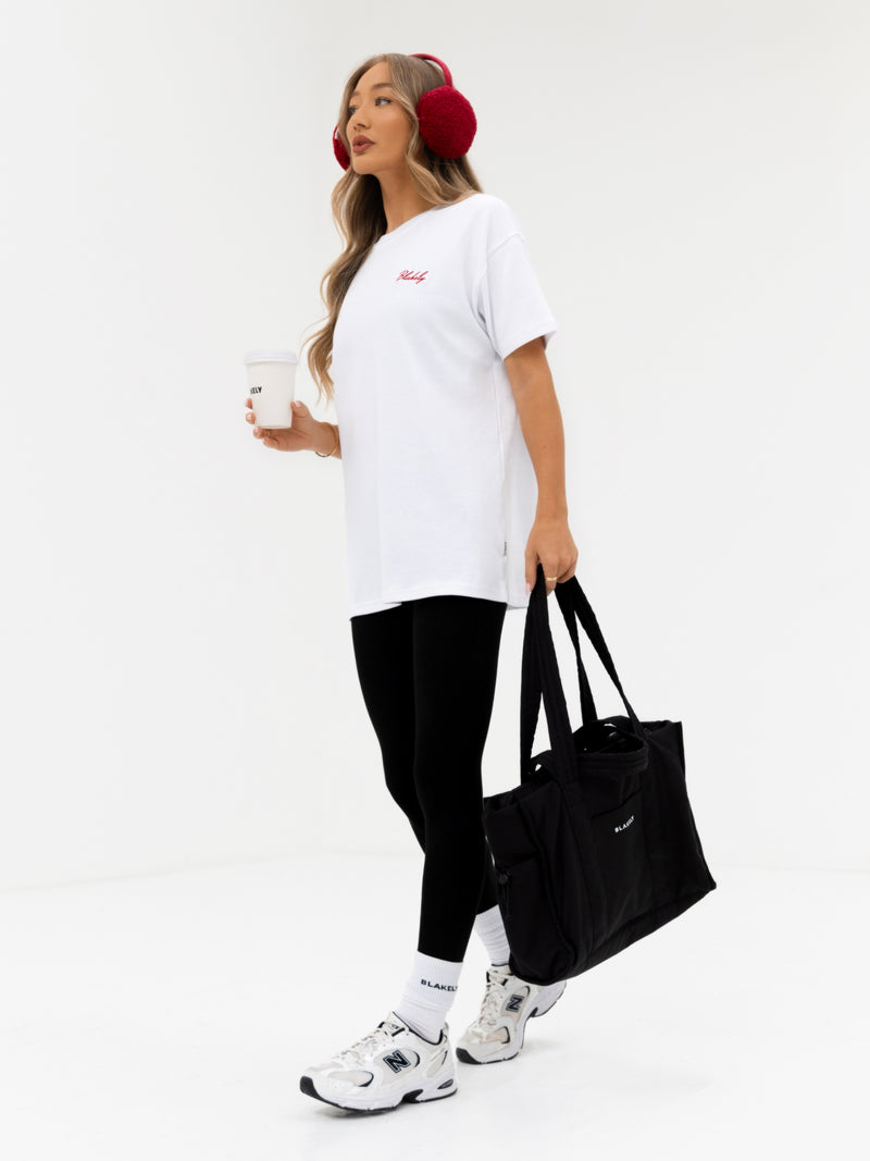 Mistletoe Print Oversized T-Shirt - White