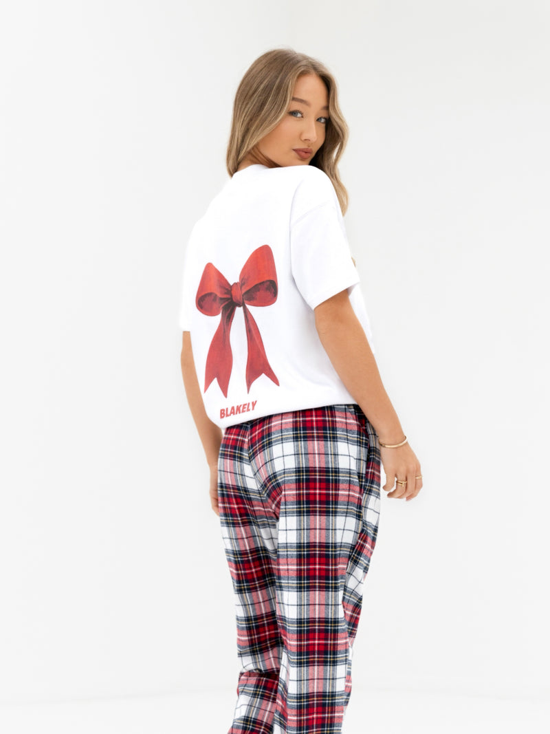 Bow Print Oversized T-Shirt - White