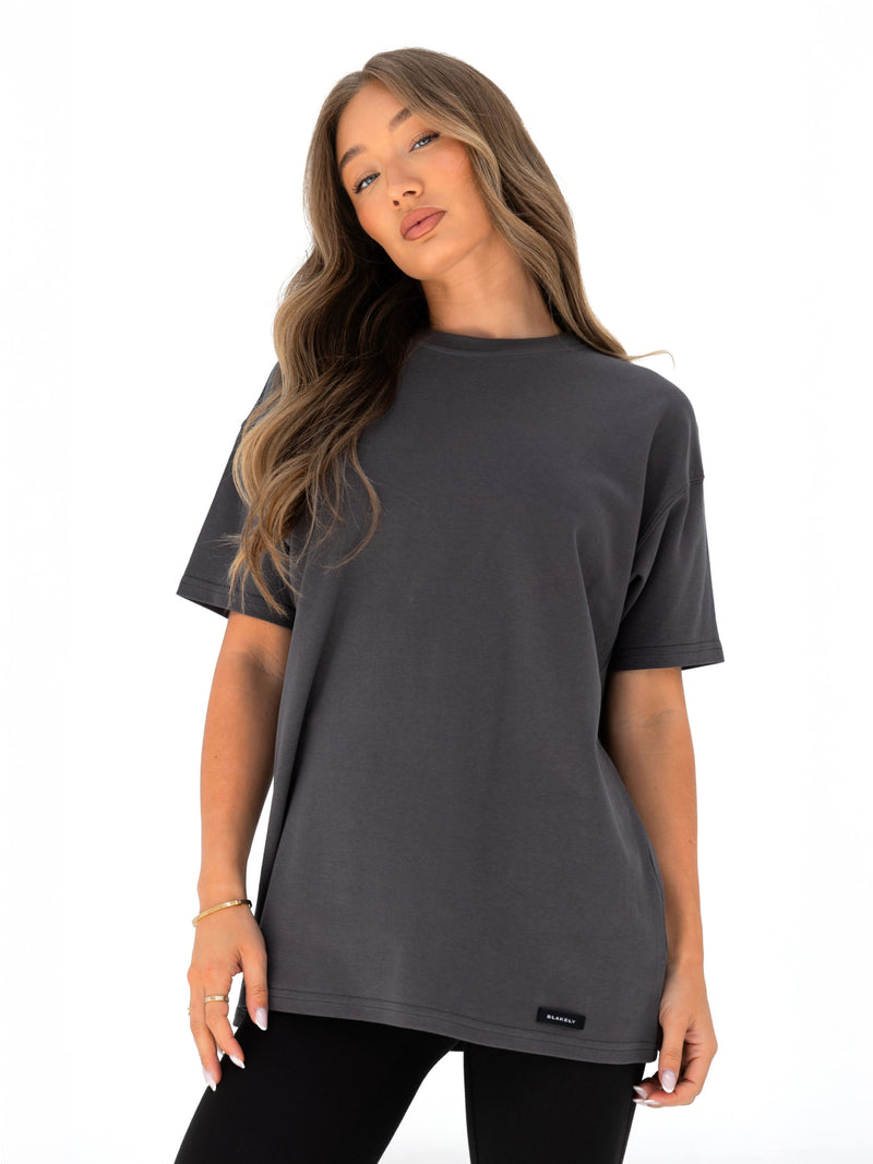 Olivia Oversized T-Shirt - Holzkohle