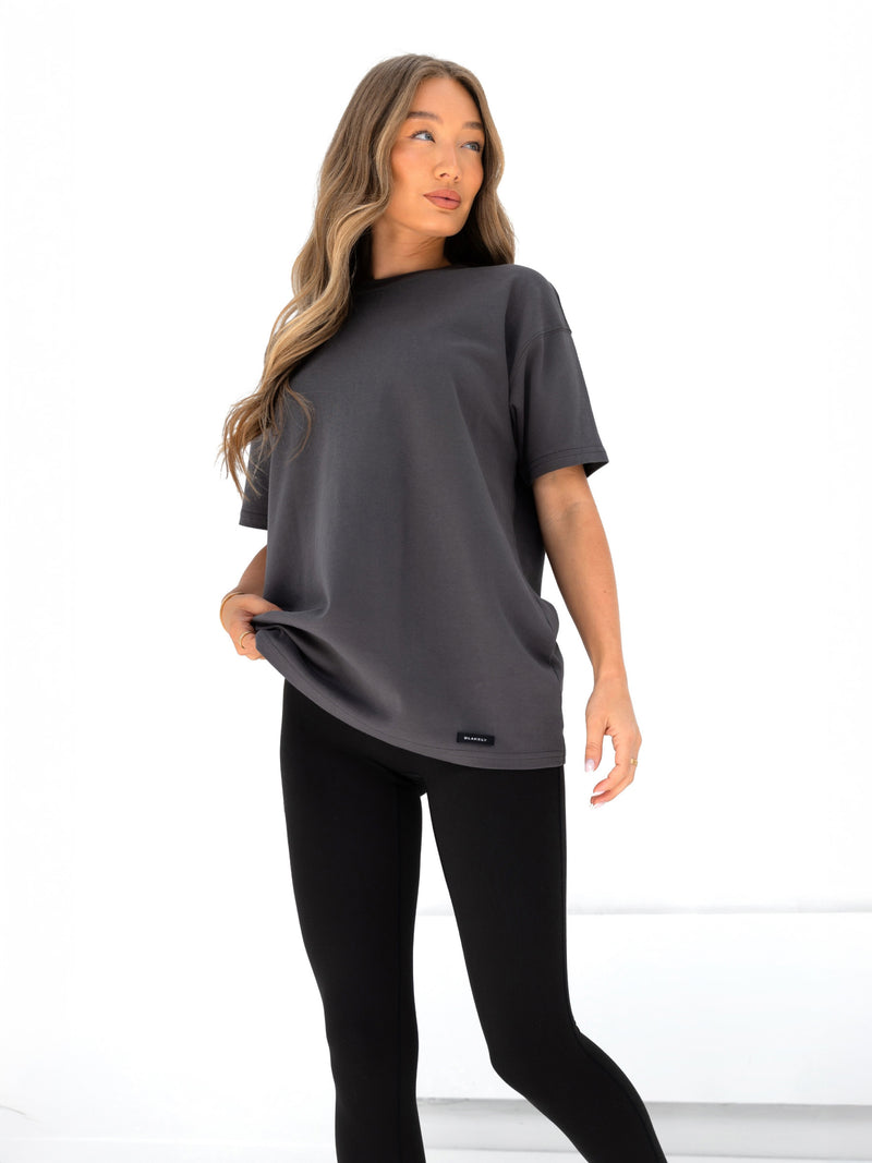 Olivia Oversized T-Shirt - Holzkohle