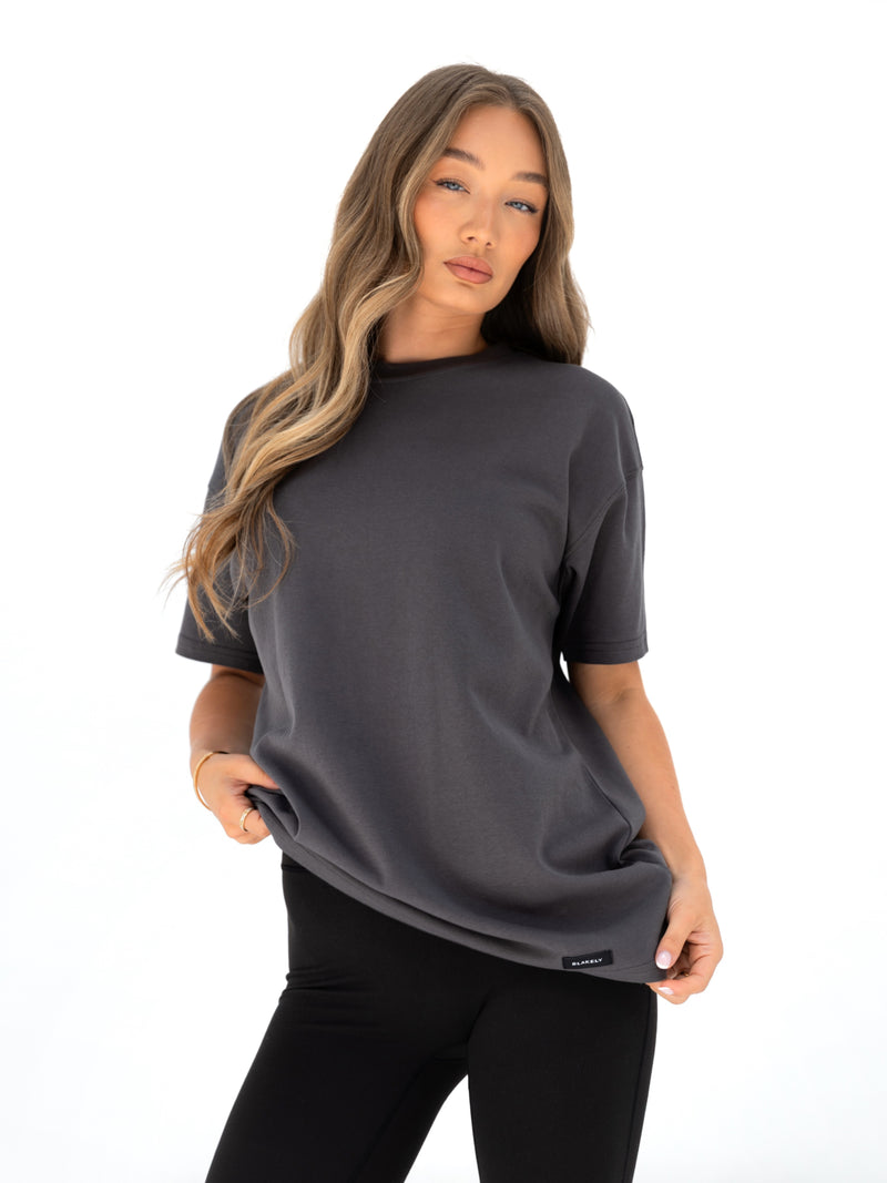 Olivia Oversized T-Shirt - Holzkohle
