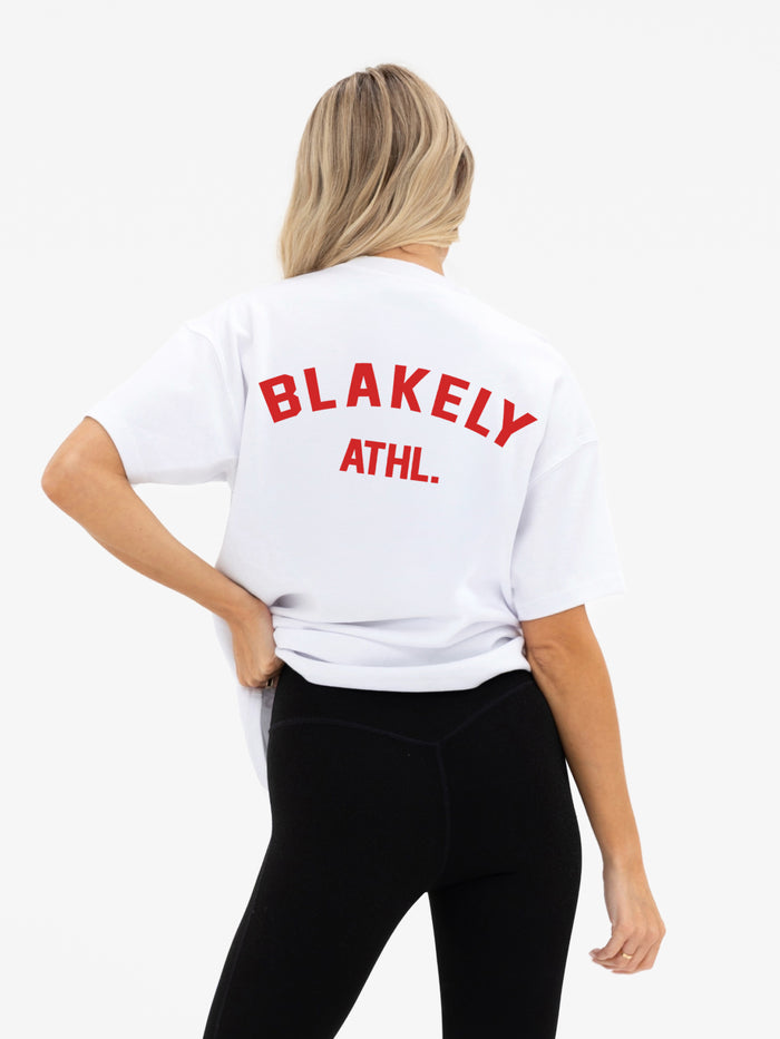 Immani Oversized T-shirt -  Flaches Weiß & Kirschrot