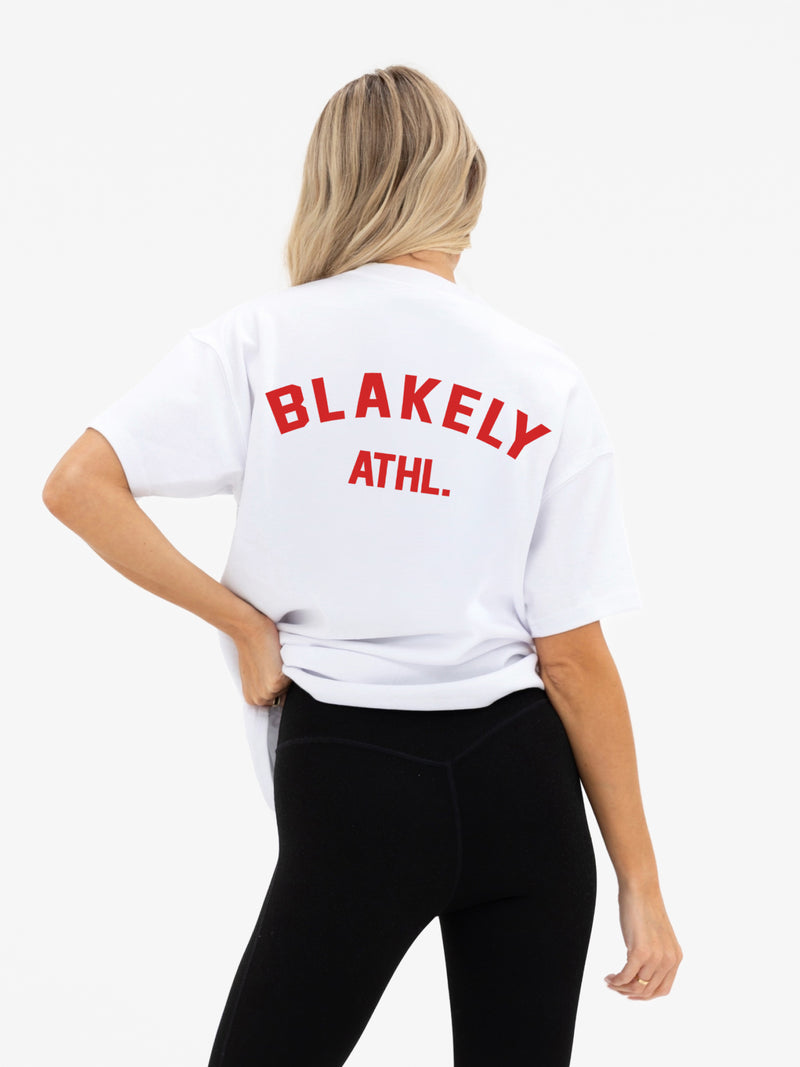 Immani Oversized T-Shirt - Flat White & Cherry Red