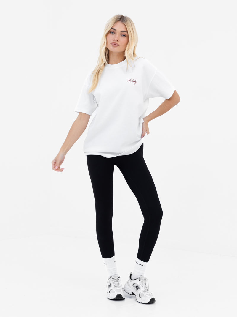 Mindy Oversized T-Shirt - Wit en bordeaux