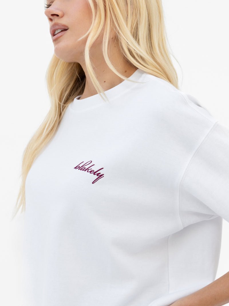 Mindy Oversized T-Shirt - Wit en bordeaux