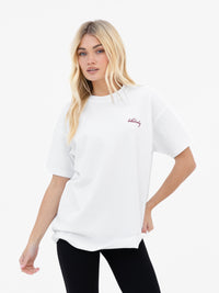Mindy Oversized T-Shirt - Wit en bordeaux