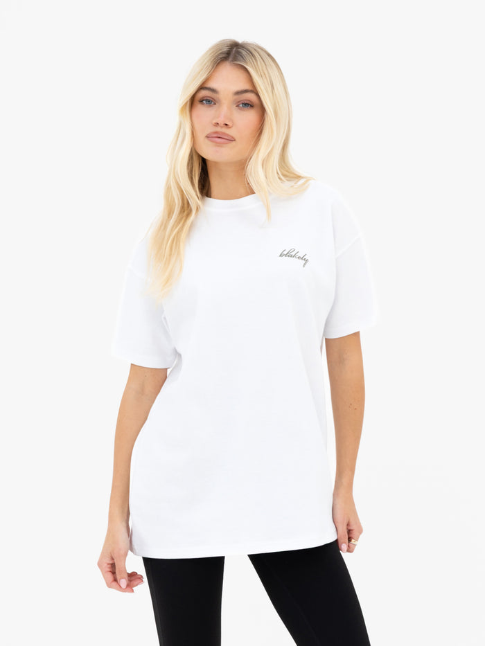 Mindy Oversized T-Shirt - Weiß & Warmes Oliv
