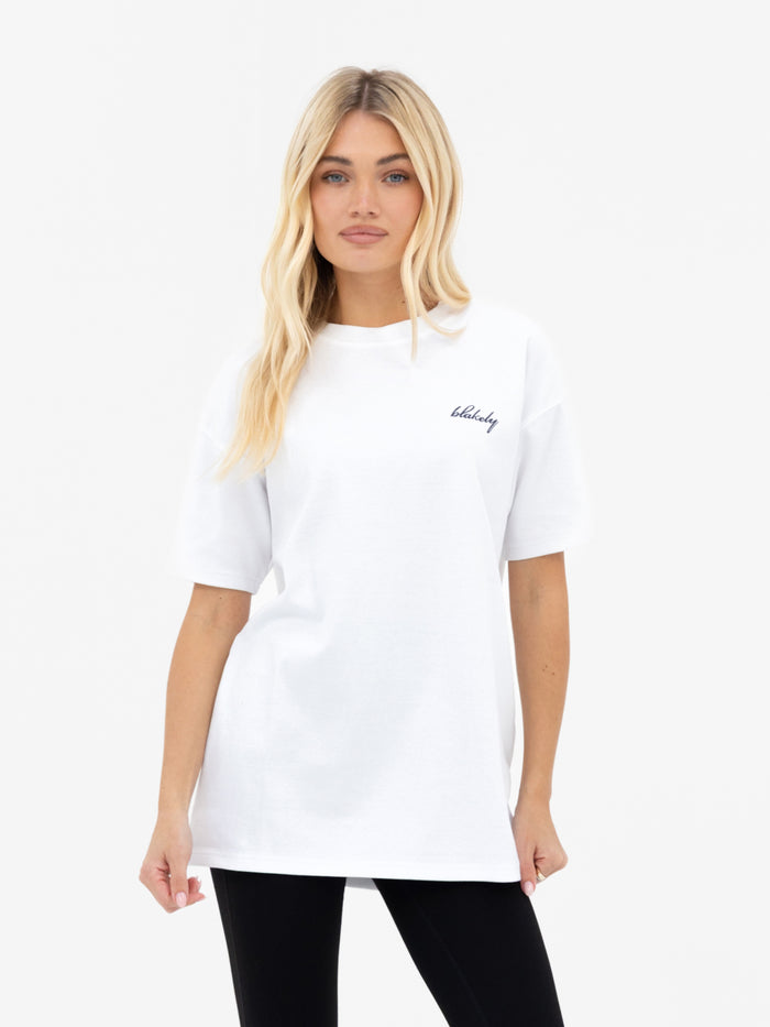 Mindy Oversized T-Shirt - Weiß & Zartes Marineblau