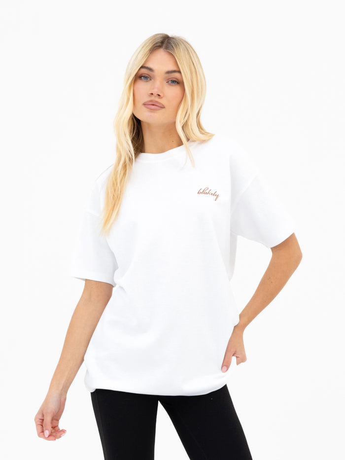 Mindy Oversized T-Shirt - Weiß & Braun