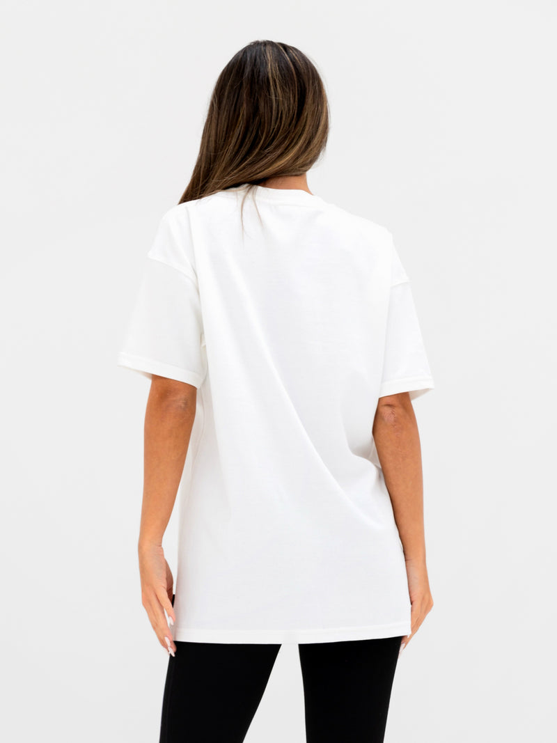Georgia Oversized Script T-Shirt - Flaches Weiß