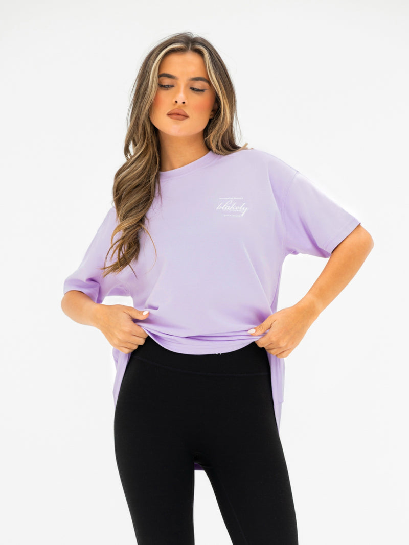 Georgia Oversized Script T-Shirt - Lila
