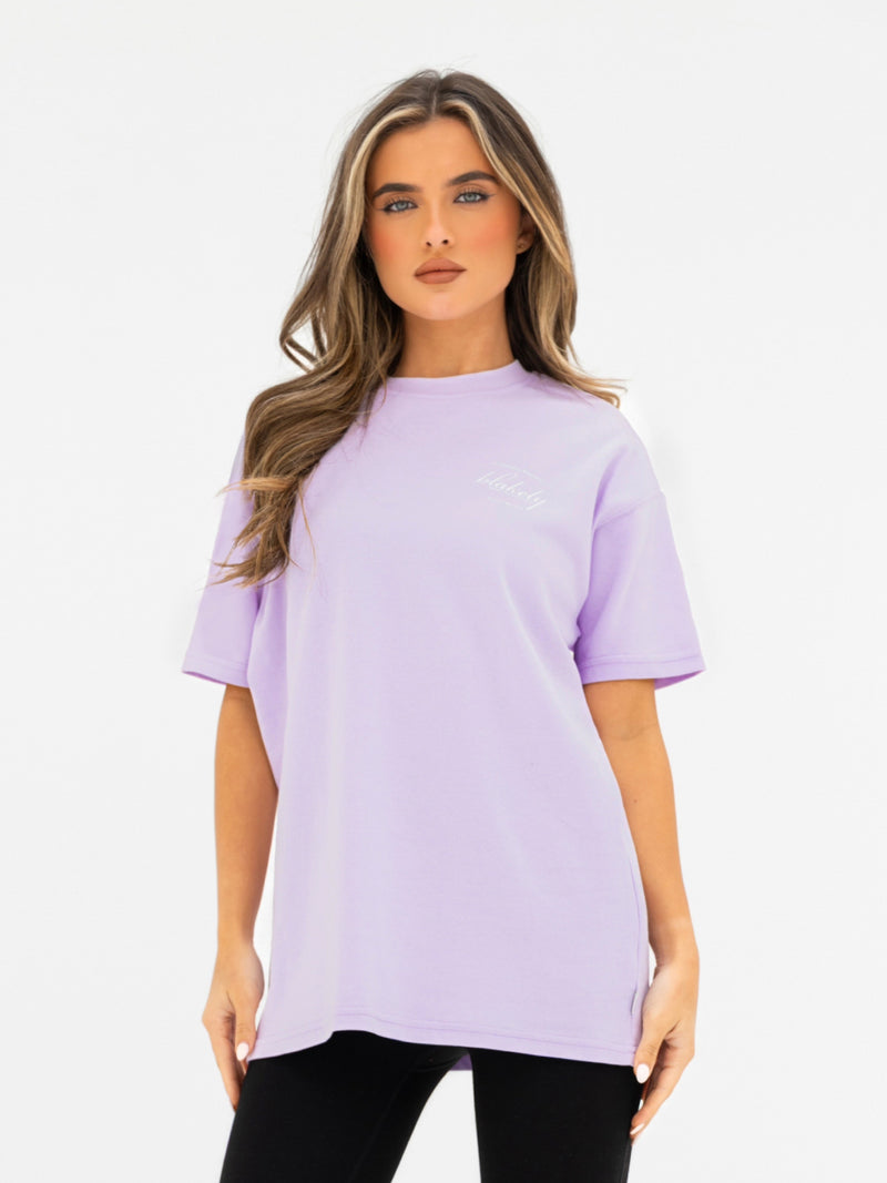 Georgia Oversized Script T-Shirt - Lila