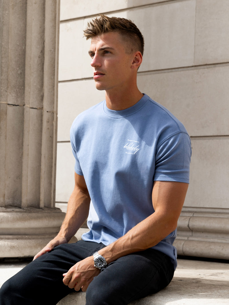 Austin Relaxed Script T-Shirt - Mittelblau