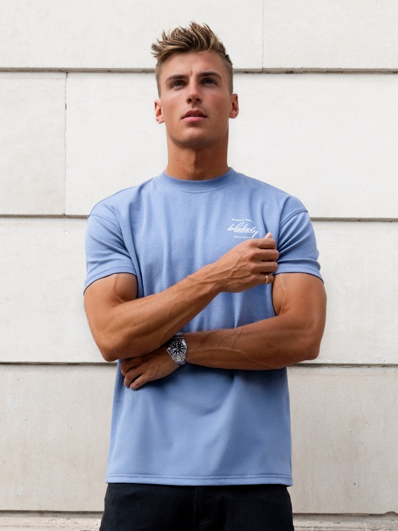 Austin Relaxed Script T-Shirt - Mittelblau