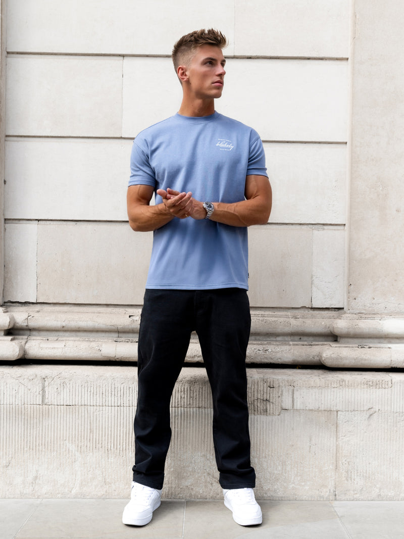 Austin Relaxed Script T-Shirt - Mittelblau