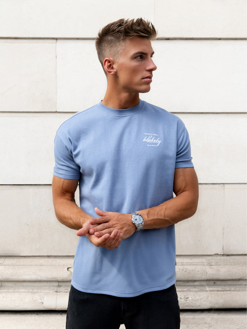Austin Relaxed Script T-Shirt - Mittelblau