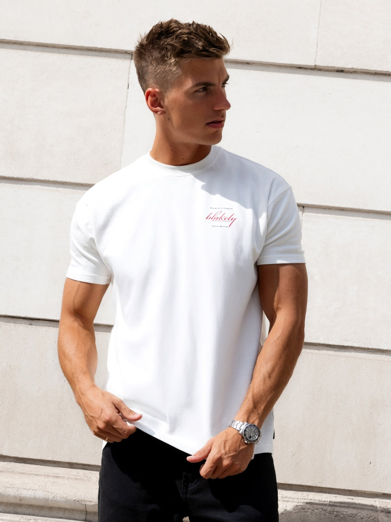 Austin Relaxed Script T-Shirt - Flaches Weiß