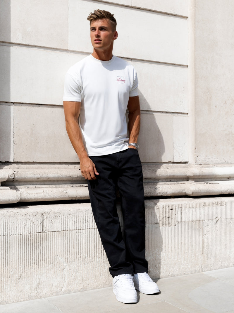 Austin Relaxed Script T-Shirt - Flaches Weiß
