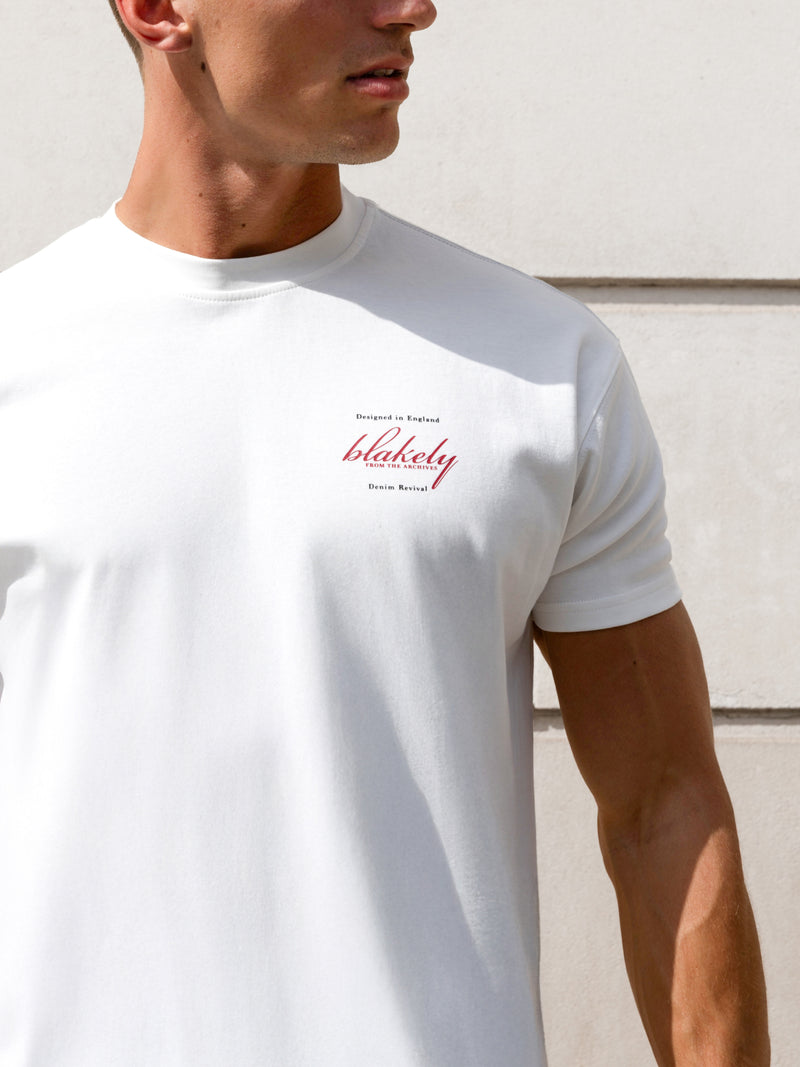 Austin Relaxed Script T-Shirt - Flaches Weiß