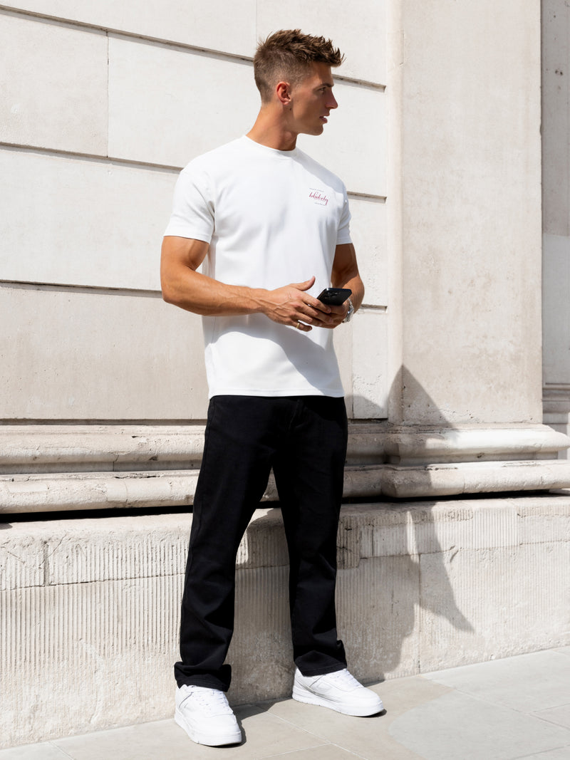 Austin Relaxed Script T-Shirt - Flaches Weiß