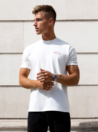 Austin Relaxed Script T-Shirt - Flaches Weiß