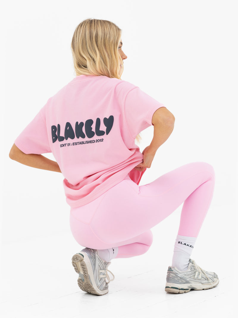 Cloud Print Oversized T-Shirt - Puderrosa