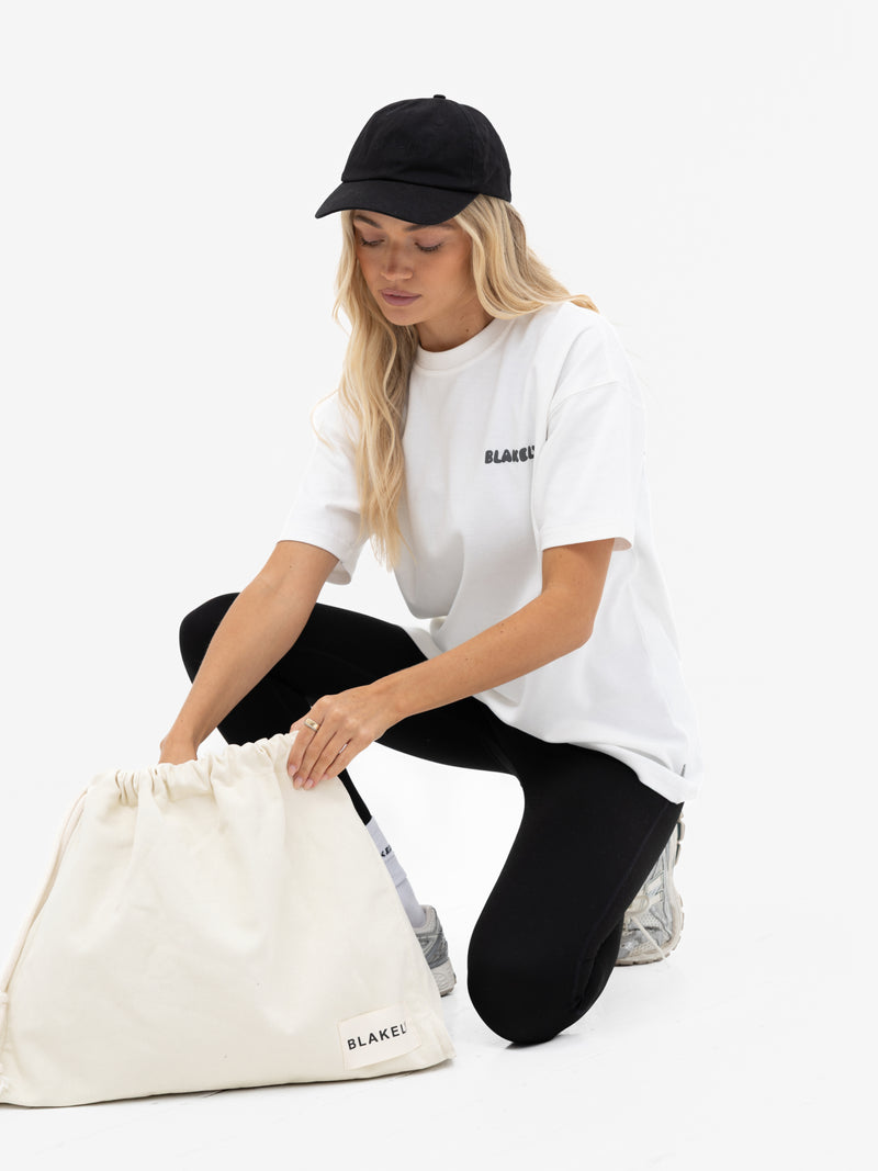 Cloud Print Oversized T-Shirt - Cremeweiß & Anthrazit