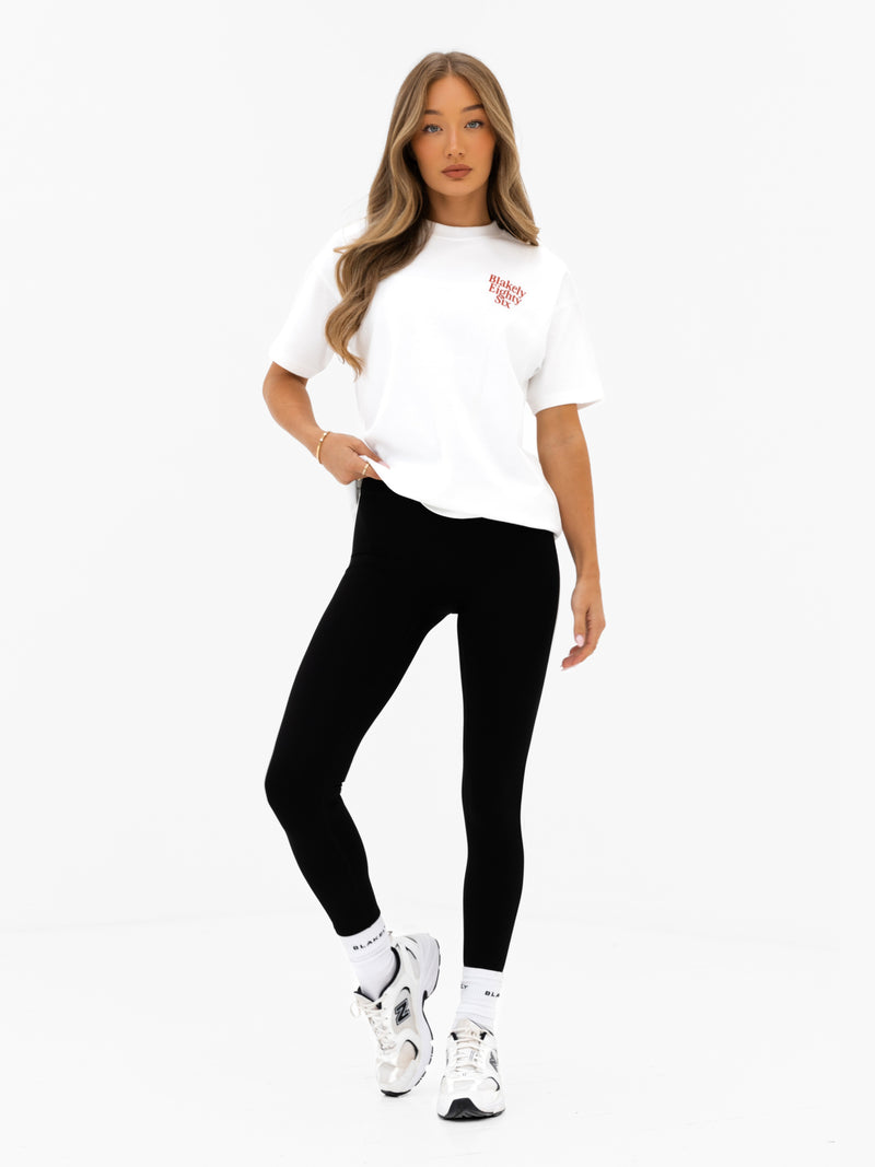 Romi Oversized T-Shirt - Flat White & Washed Red