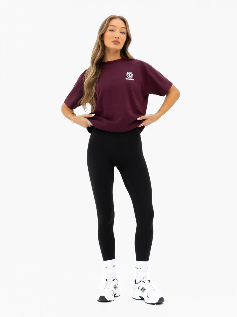 Iris Oversized T-Shirt - Dunkles Burgunderrot