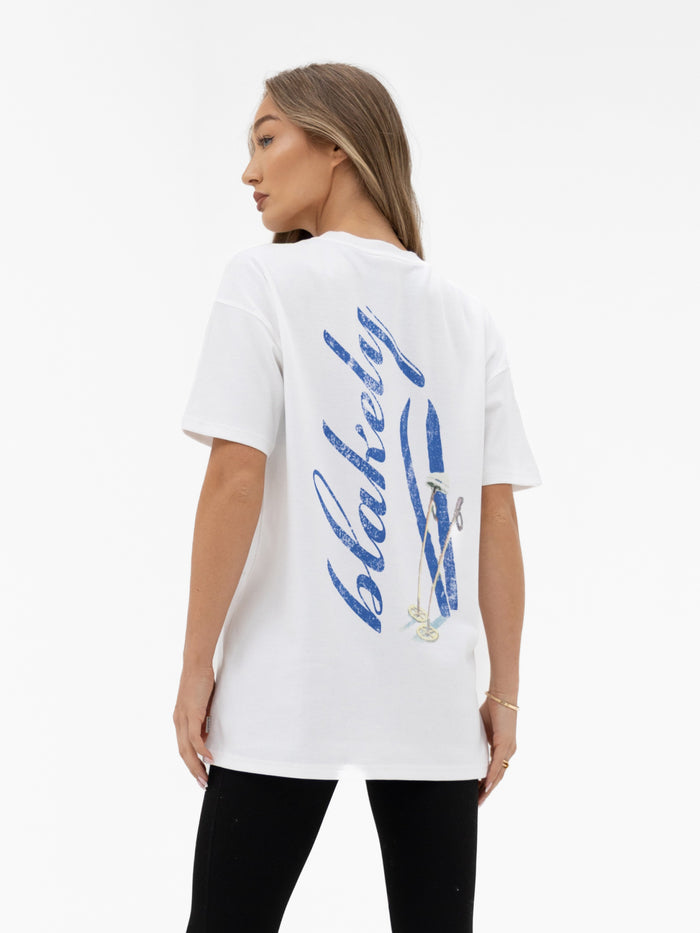 Sloane Oversized T-Shirt - Weiß & Hellblau