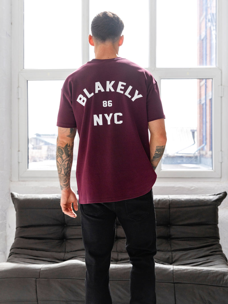 NYC Relaxed T-Shirt - Donker Bourgondië