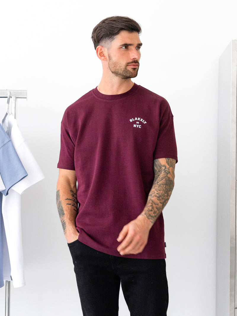 NYC Relaxed T-Shirt - Donker Bourgondië