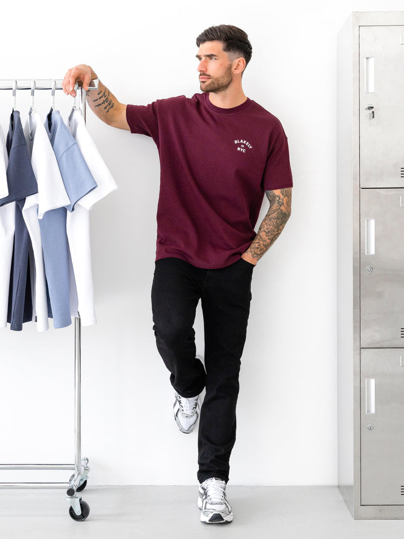 NYC Relaxed T-Shirt - Donker Bourgondië