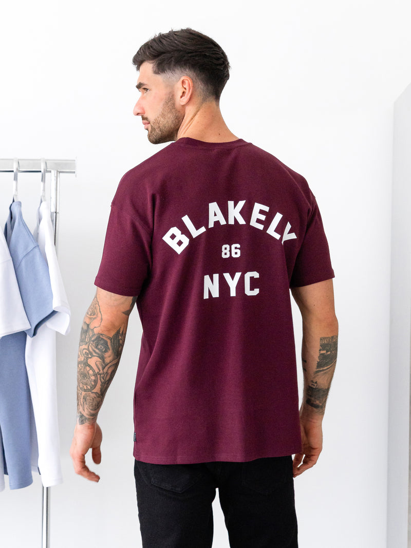 NYC Relaxed T-Shirt - Donker Bourgondië