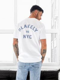 NYC Relaxed T-Shirt - Wit en bewolkt blauw