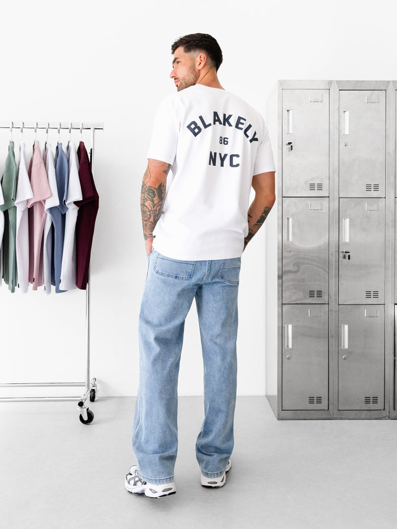 NYC Relaxed T-Shirt - Weiß und Marineblau