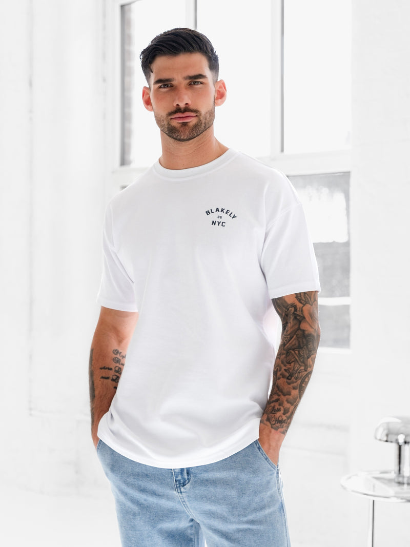 NYC Relaxed T-Shirt - Weiß und Marineblau